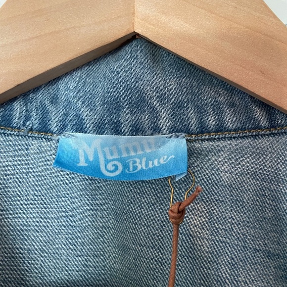 Show Me Your MuMu Light Blue Jean Jacket with Black Accents - Picture 5 of 11